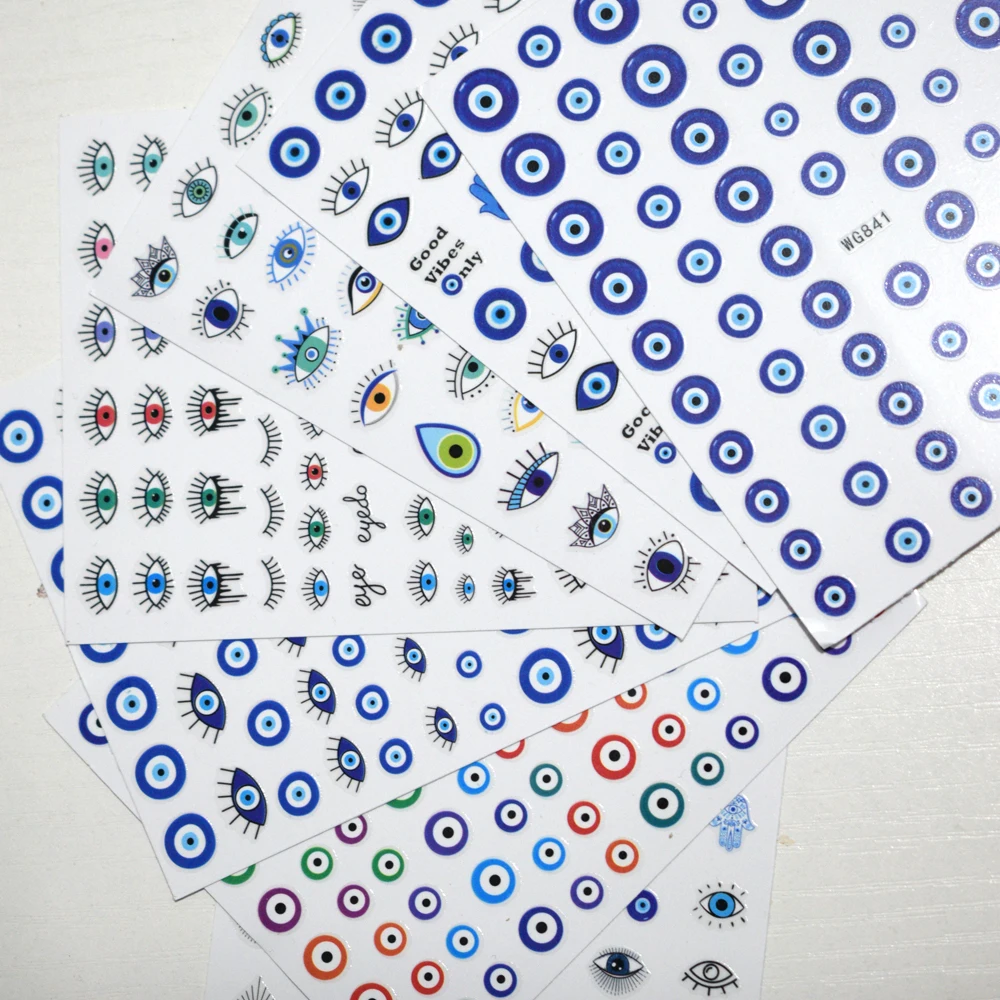 1 ADET High-end Mavi Göz Tırnak Sticker Renk Zarif Göz Yapışkanlı Kendinden yapışkanlı Tırnak Kaymak Tırnak Sanat Güzellik Aplike