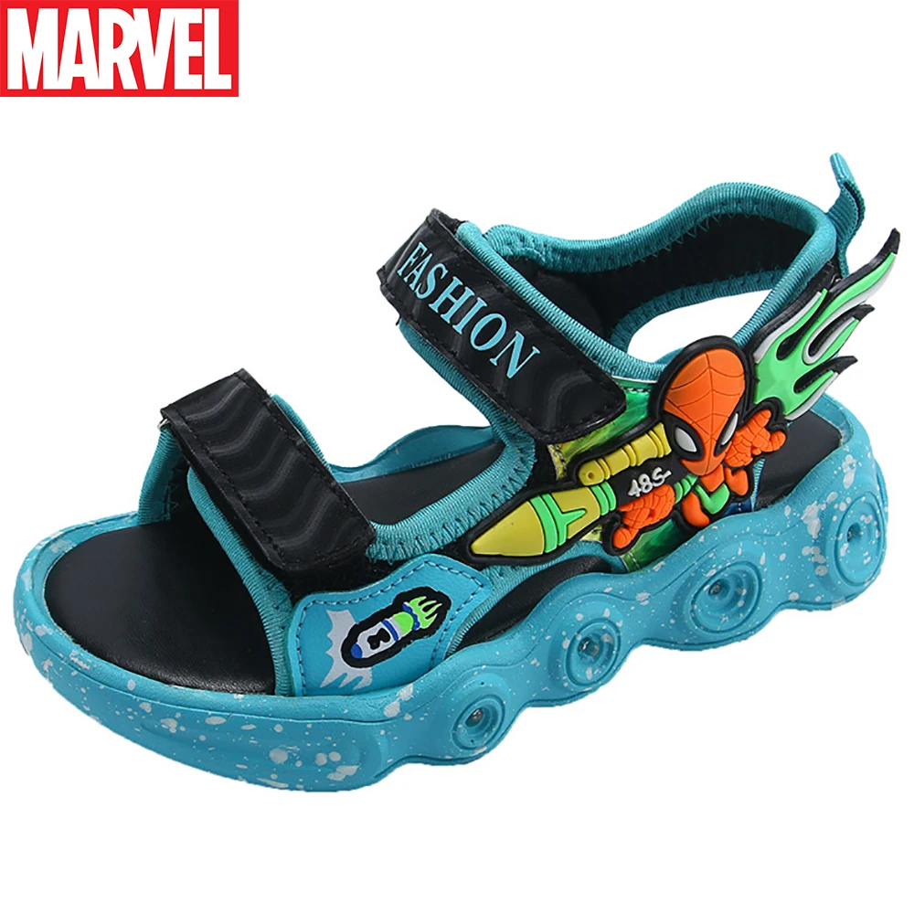 Marvel çocuk Yeni Varış LED Sandalet Yaz Erkek Örümcek adam Moda rahat ayakkabılar Çocuklar Yumuşak Alt kaymaz Spor Sandalet
