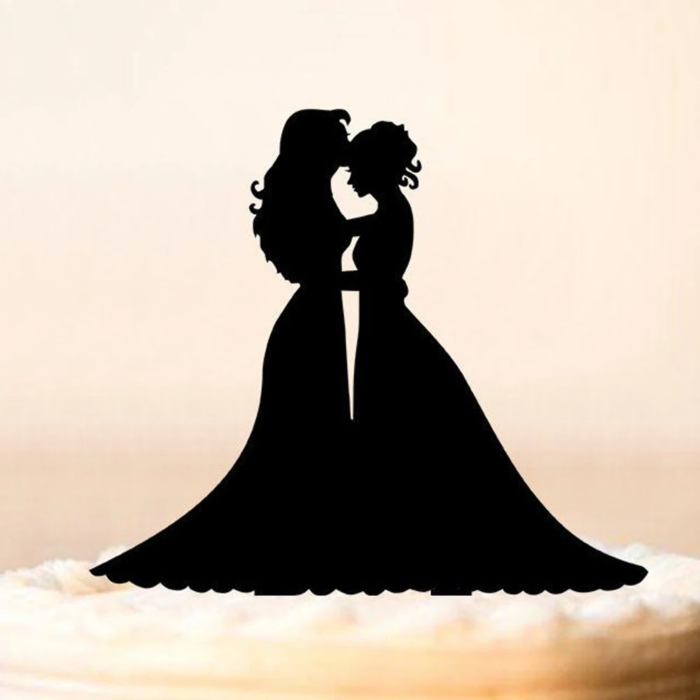 Lezbiyen düğün pastası topper, Aynı Seks Mrs ve Mrs kek topper siluet, Gelin ve Gelin düğün Pastası Topper dekor Malzemeleri