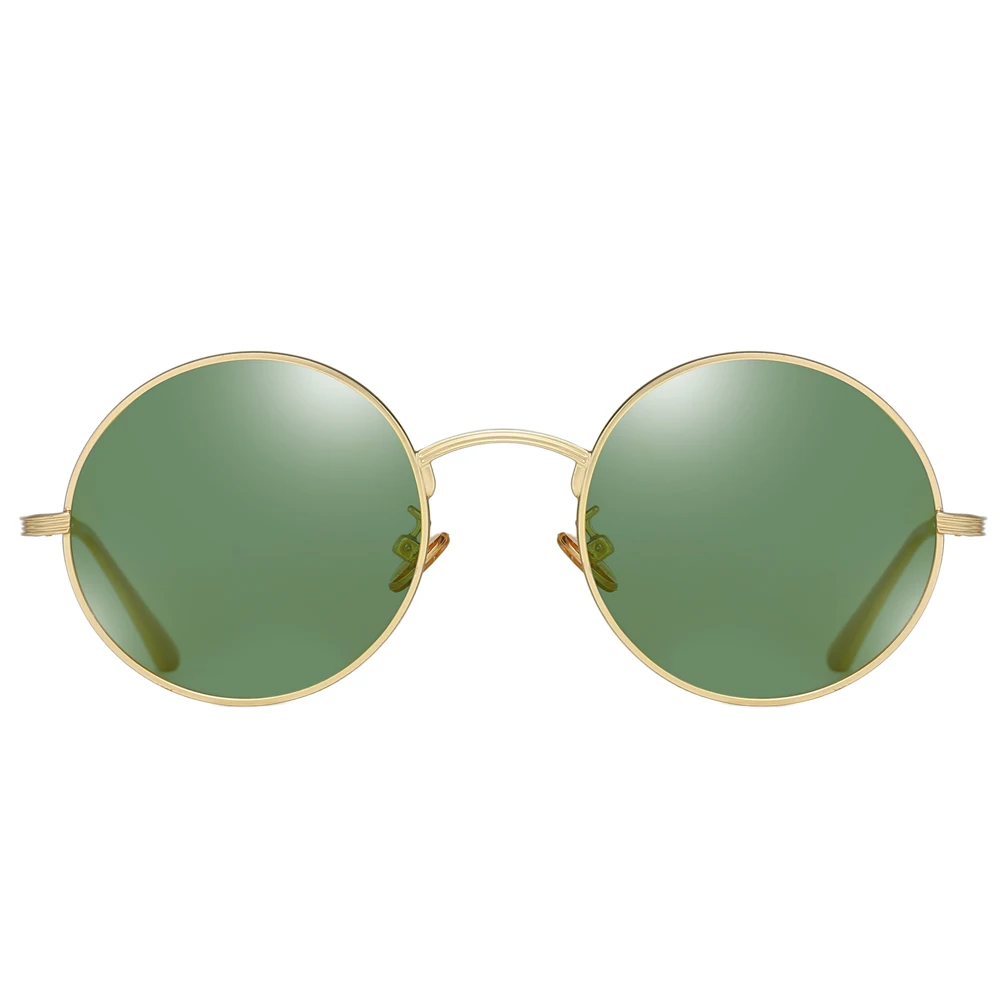 Kachawoo yuvarlak polarize güneş gözlüğü kadınlar için metal altın yeşil retro güneş gözlüğü adam sürüş tam jant tarzı unisex gözlük Görüntü 1 