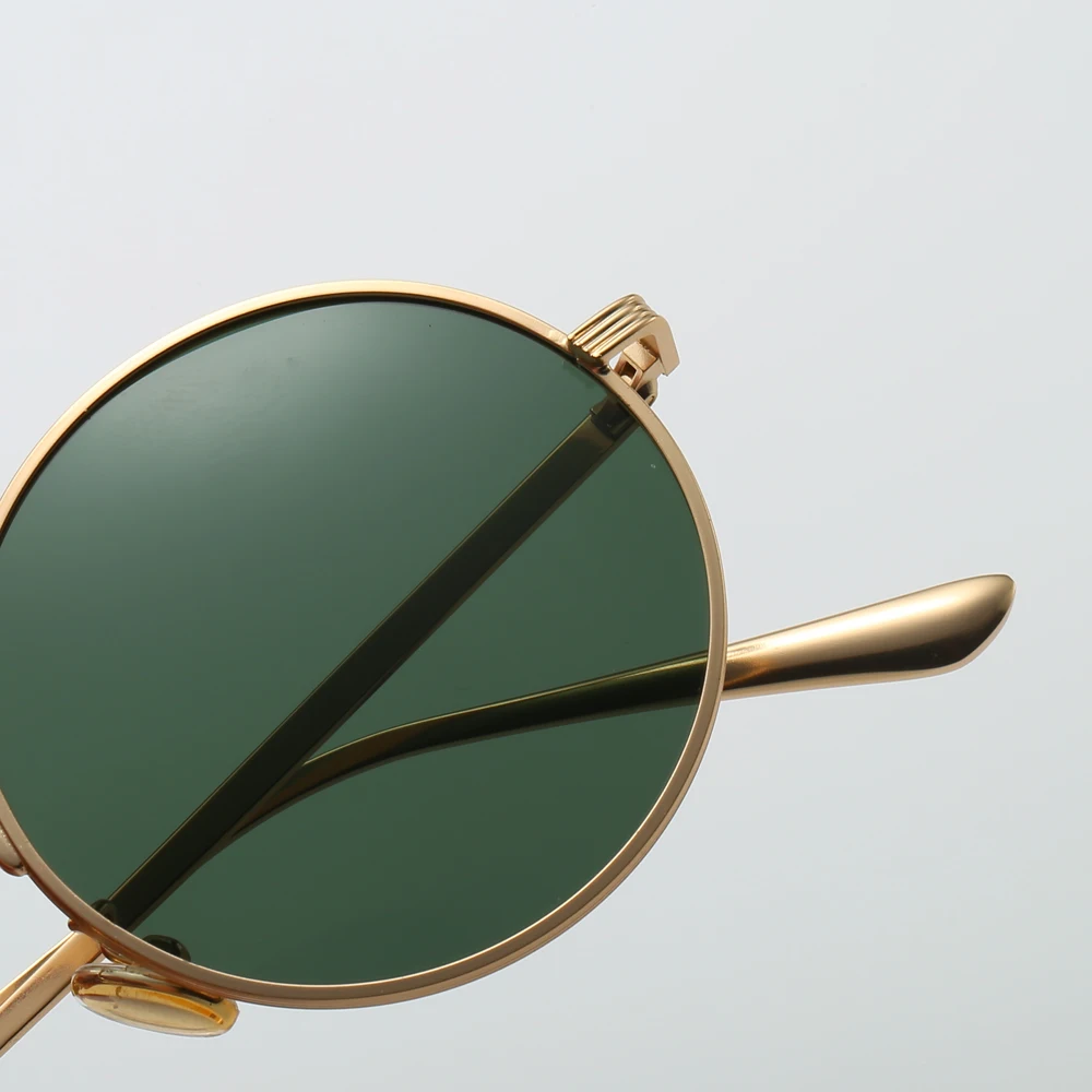 Kachawoo yuvarlak polarize güneş gözlüğü kadınlar için metal altın yeşil retro güneş gözlüğü adam sürüş tam jant tarzı unisex gözlük Görüntü 3 