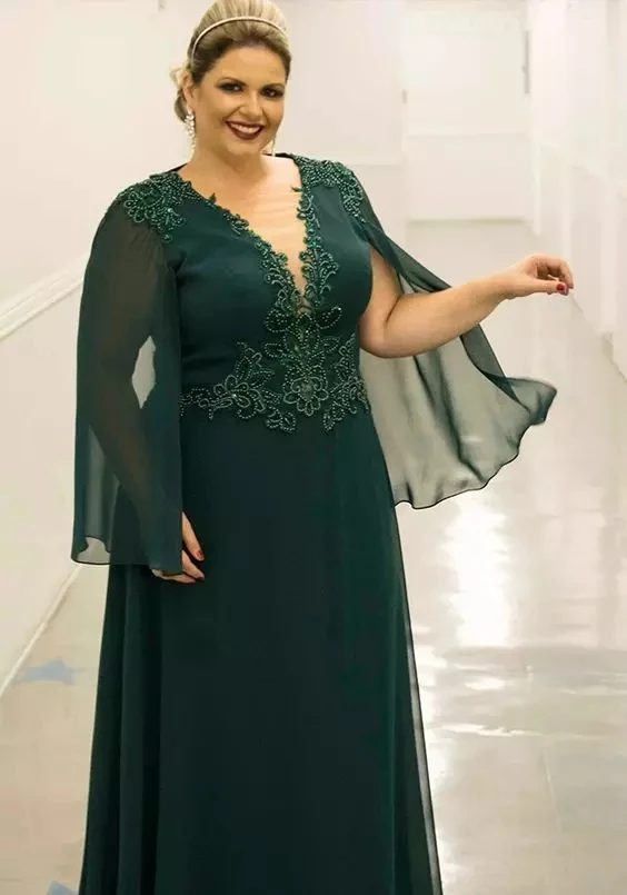 Anne Gelin Elbiseler Artı Boyutu Süpürgelik Konuk düğün elbisesi Uzun Zümrüt Yeşil Anne Gelinlik Özel Boyut Görüntü 0 