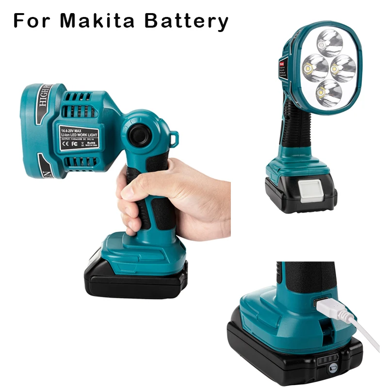 3W / 12W LED el feneri Makita li-ion pil 14.4 V 18V BL1430 BL1815 BL1830 Güç aracı pil LED lamba ışığı USB portu ile