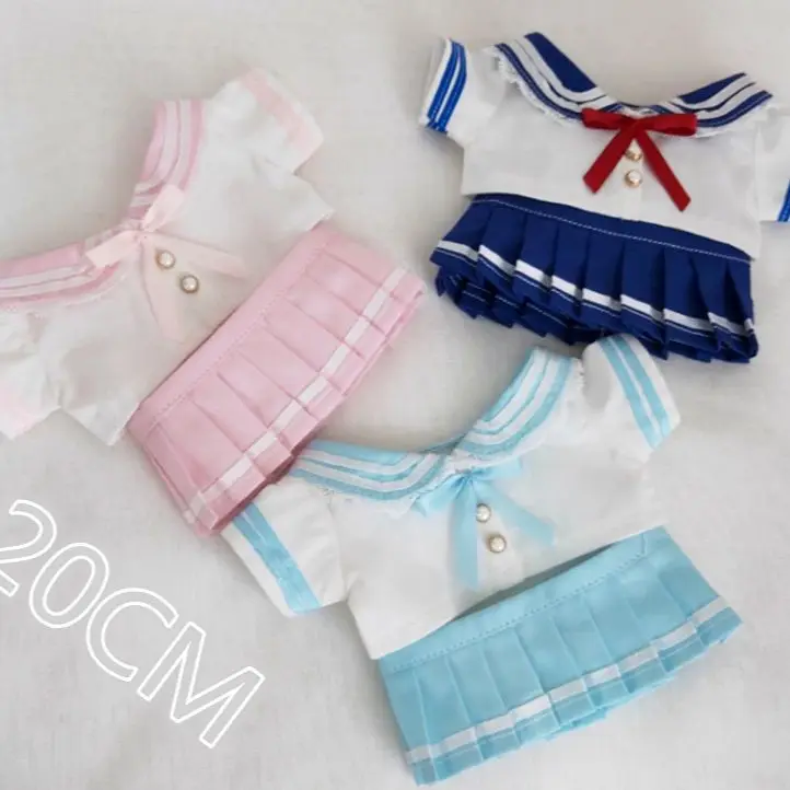 Yeni 2 ADET El Yapımı 20cm oyuncak bebek giysileri 4 renk Donanma Takım Elbise Denizci Etek Kpop Peluş Bebek Kıyafet Oyuncaklar Bebek Bebek Aksesuarları Cos Takım Elbise