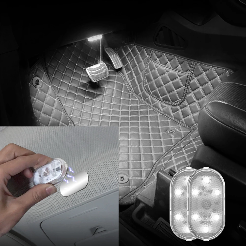 2 ADET LED araba iç aydınlatma LED Usb lamba araba çevre ışığı ayak aydınlatma araba okuma dokunmatik LED iç araba ışık