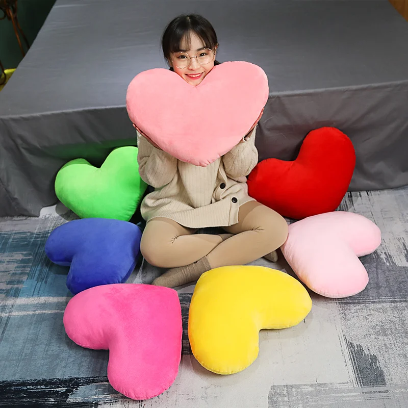 9 renkler 43X52 cm Kalp Peluş Yastık Yumuşak Dolması Bebek Ev Dekorasyon Yastık Çocuk Sevimli Hediye Doğum Günü Oyuncak