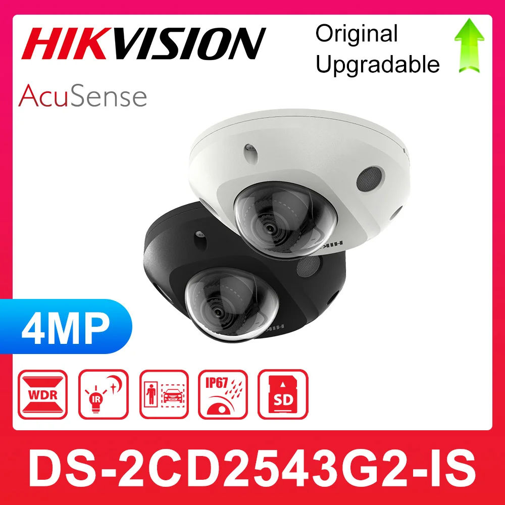 Orijinal Hikvision DS-2CD2543G2-IS ve DS-2CD2543G2-IWS Wifi 4MP AcuSense Ses POE IR CCTV Dahili Mikrofon Mini Dome Kamera