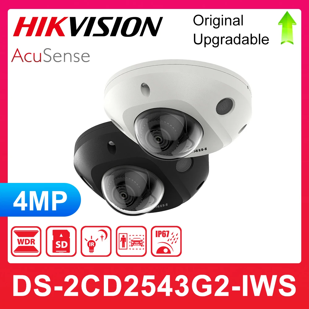 Orijinal Hikvision DS-2CD2543G2-IS ve DS-2CD2543G2-IWS Wifi 4MP AcuSense Ses POE IR CCTV Dahili Mikrofon Mini Dome Kamera Görüntü 1 