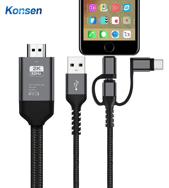 2M mikro USB Tip C Yıldırım HDMI Dönüştürücü HDTV Dijital TV AV Adaptör Kablosu İçin Huawei Samsung Xiaomi Telefon iPad iPhone
