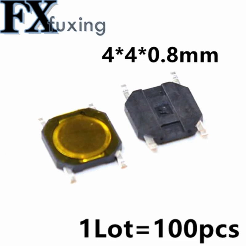 100 ADET 4*4*0.8 mm Mikro Dokunmatik basmalı düğme anahtarı 4x4x0. 8mm İnce Film Anahtarı Mikro Sıfırlama SMD-4 4Pin Metal film 4*4*0.8 MM