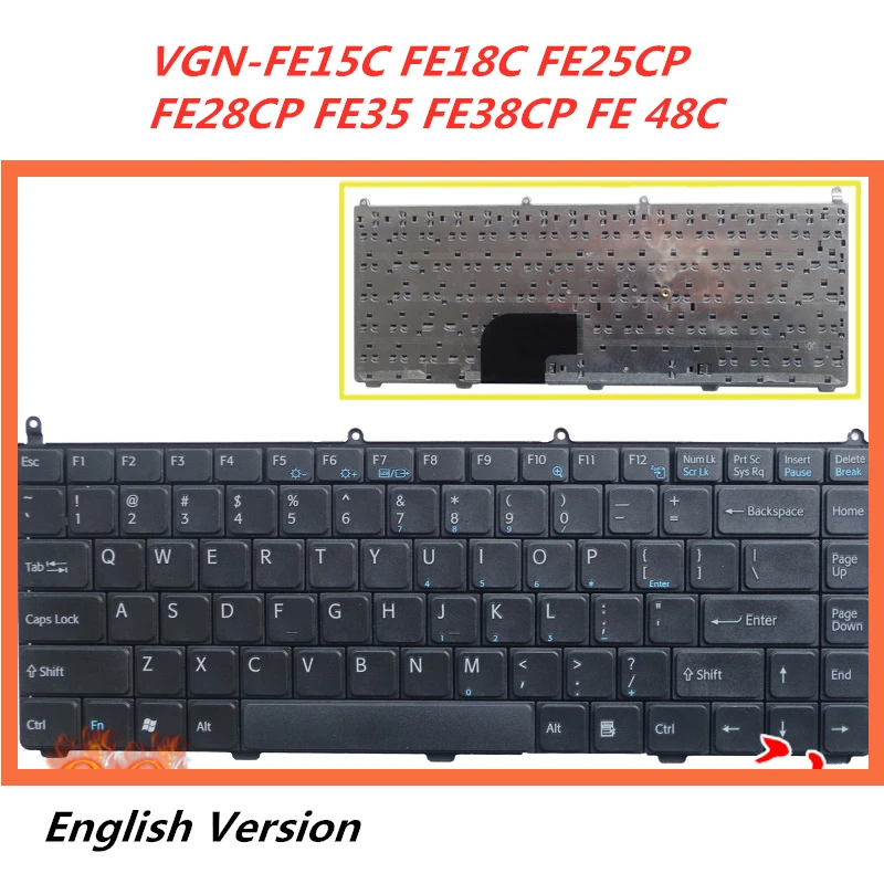 Dizüstü İngilizce Düzeni Klavye SONY VGN-FE15C FE18C FE25CP FE28CP FE35 FE38CP FE 48C
