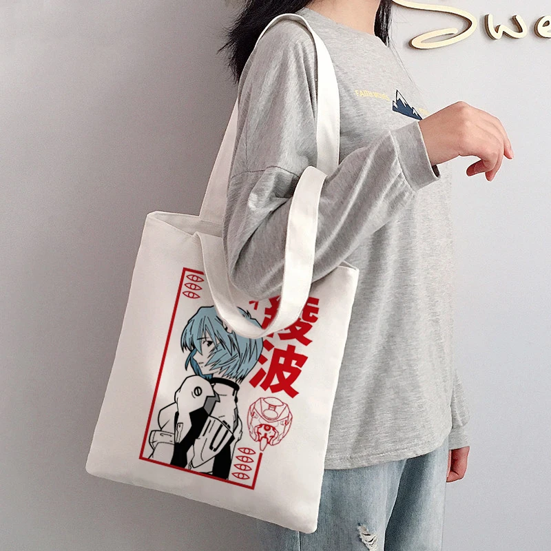 Japon Anime Tote Çanta Büyük Alışveriş Çantası Tuval Shopper Yüksek Kapasiteli Çanta Omuz Çantaları Düz Tote Çanta Alışveriş Kızlar Handb
