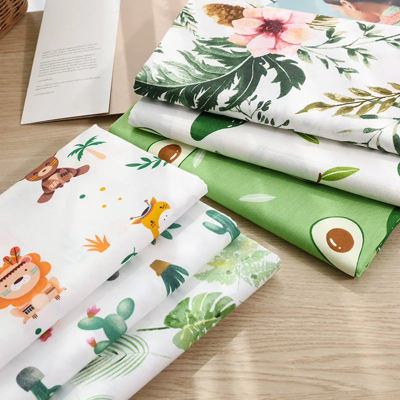 50x4 0cm / 50X80cm Çiçek Avokado Yeşil Pamuklu dikiş kumaşı Giysi Yatak Karikatür Hayvan Kumaş DIY Dikiş Aksesuarları