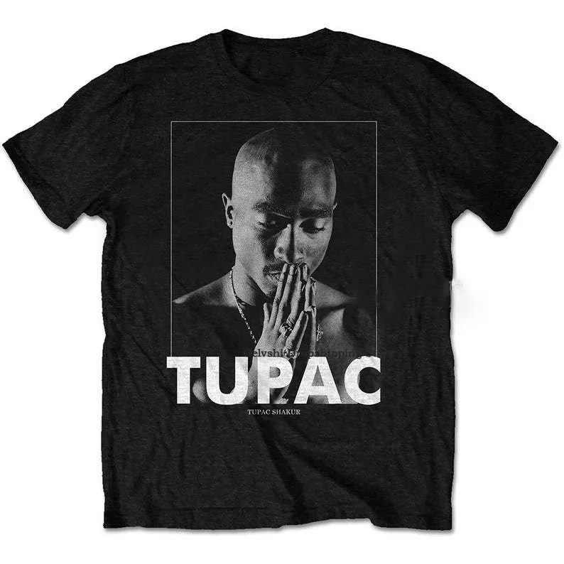 Erkek siyah tişört Hip Hop Tupac 2PAC Tshirt Erkekler Moda Pamuk T gömlek Rapçi Erkek Tees Tops Tupac Dua Kadın Tshirt Shakur