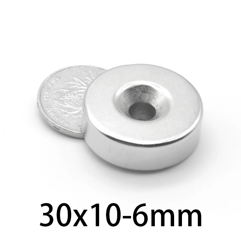 1-30 adet 30*10-6mm Kalıcı Yuvarlak Havşa Neodimyum Manyetik Mıknatıs 30X10 - 6mm Yuvarlak el sanatları Mıknatıslar 30 * 10mm Delik 6mm Görüntü 0 