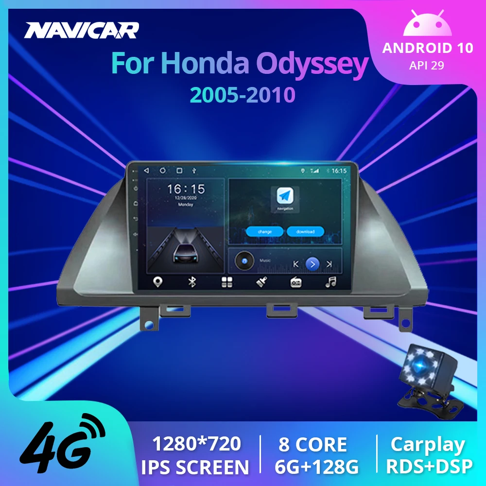 2DİN Android10.0 Araba Radyo Honda Odyssey 2005-2010 İçin otomobil radyosu Araba Stereo GPS Navigasyon Bluetooth Oynatıcı Carplay HİÇBİR 2DİN DVD