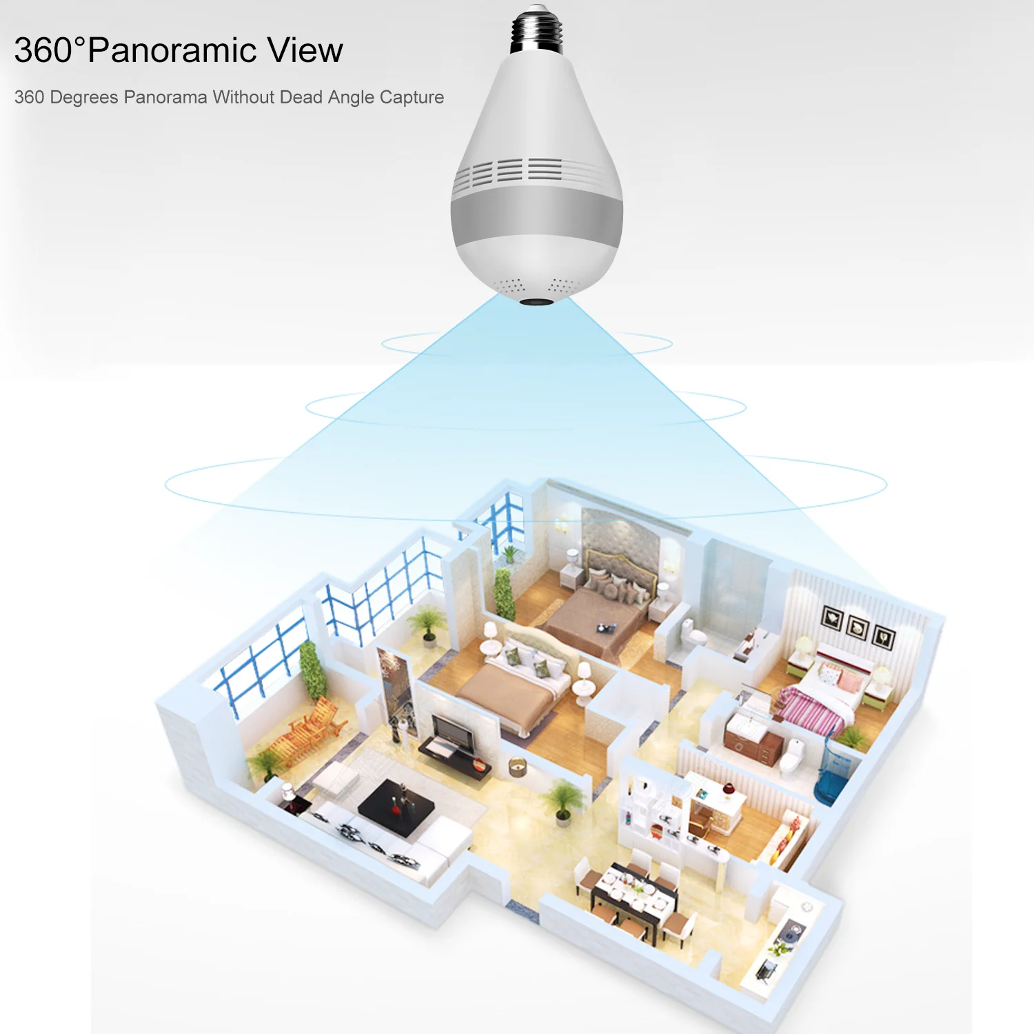 Ampul kamera 360 derece panoramik ışık tipi akıllı WiFi gözetim kamera ağ HD gece görüş V380 kapalı kamera Görüntü 1 