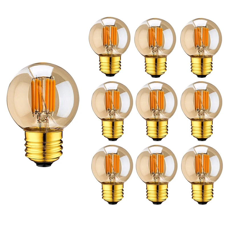 Vintage LED Filament ampul E27 3W 2200K Edison G40 Mini küre lamba altın tonu kısılabilir Led ampul yuvarlak top dize ışık kemer