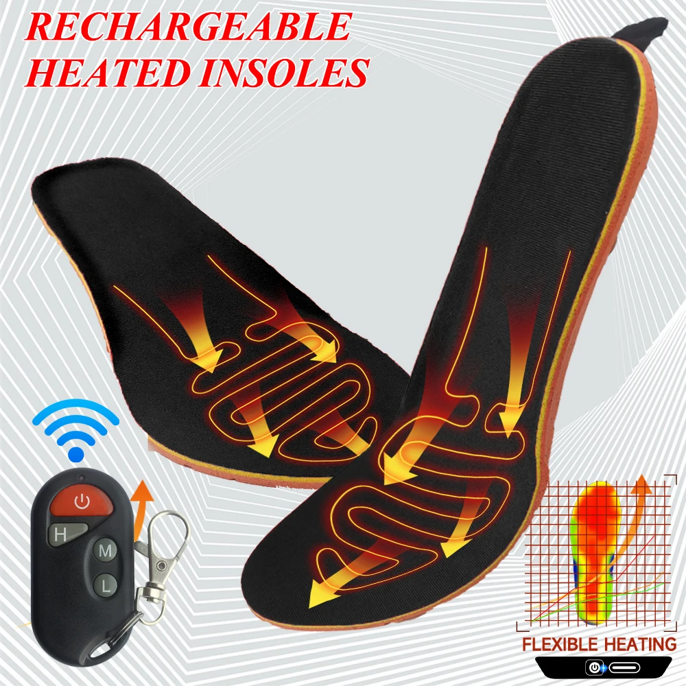 2000mah Elektrikli ayak ısıtıcı ısıtmalı Tabanlık şarj Edilebilir USB ısıtma tabanı Botları Eklemek Uzaktan Kumanda ile Adam Kadınlar için