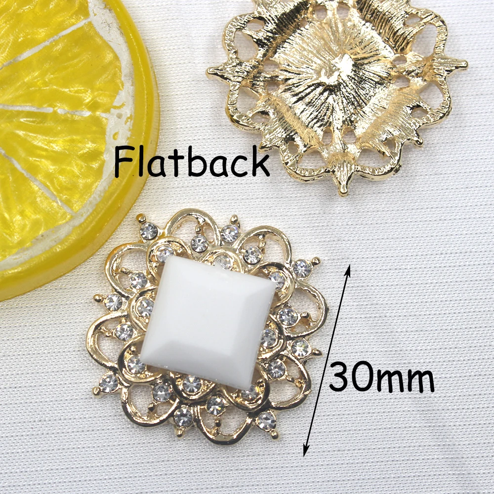 5 Adet/paket 30mm Kare Şekli Altın Kaplama Dekoratif Düğmeler Rhinestone Düğmeler Dikiş DIY Giyim Düğün Dekorasyon Görüntü 1 