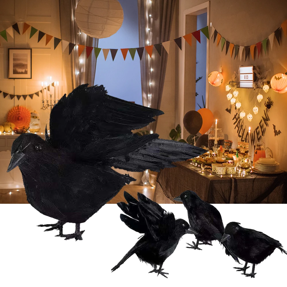 Cadılar bayramı Karga Sahte Kuş Oyuncaklar Kuzgunlar Prop süslü elbise Dekorasyon Sahne Yapay Simülasyon Siyah Karga Hayvan Modeli 17x9cm