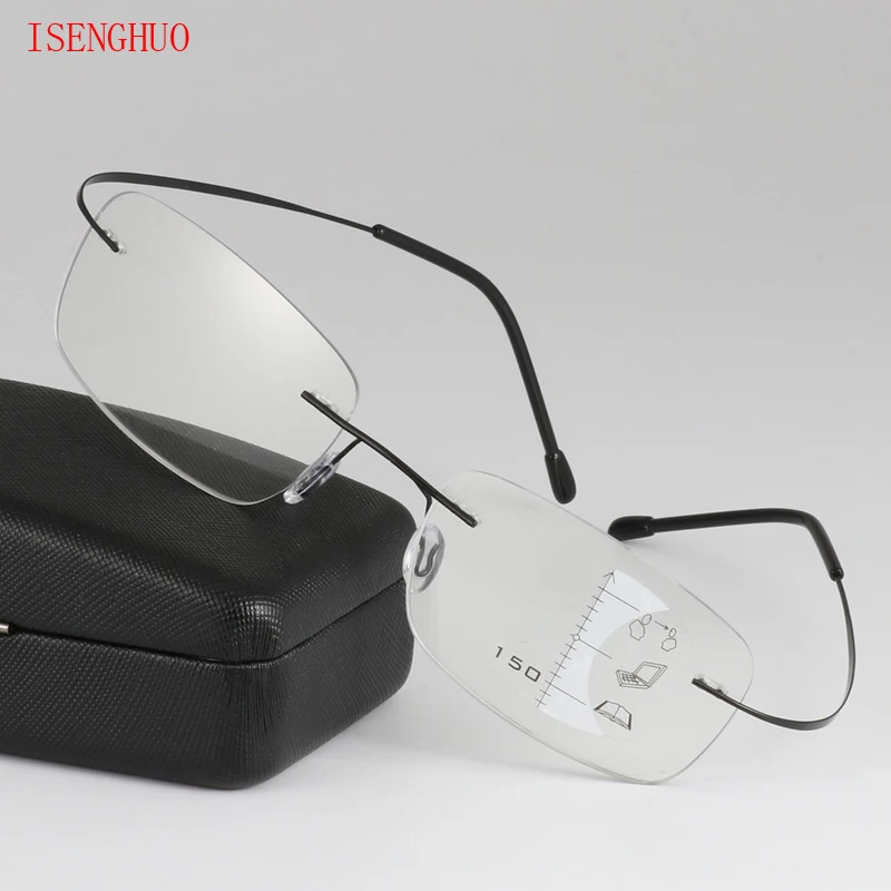 Çerçevesiz Gözlük Akıllı zoom Titanyum İlerici okuma gözlüğü Erkekler Kadınlar Presbiyopi Hipermetrop Multifokal Gözlük 1.0-3.0