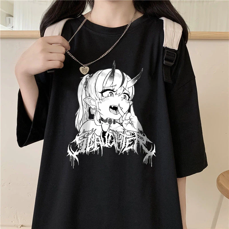 Büyük boy T Shirt Anime Baskı Unisex Kısa Kollu T-shirt Yaz Casual Harajuku Streetwear Tops Y2k Erkek T-Shirt Elbise Görüntü 1 