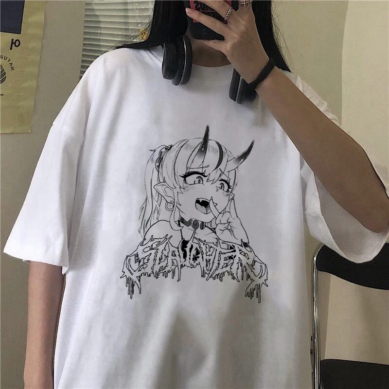 Büyük boy T Shirt Anime Baskı Unisex Kısa Kollu T-shirt Yaz Casual Harajuku Streetwear Tops Y2k Erkek T-Shirt Elbise Görüntü 4 