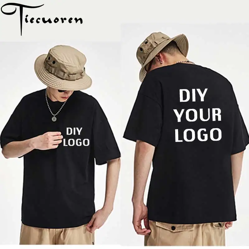 Toptan özel logo Baskı T Shirt yarım kollu homme tees Drop Shipping erkekler giyim DIY Logo Harajuku pamuk tişörtleri