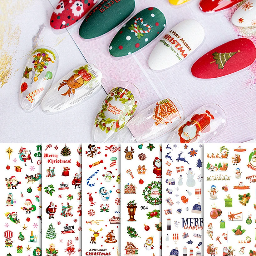 Noel çivi sanat manikür geri tutkal çıkartma süslemeleri tırnak Sticker çivi ipuçları güzellik için