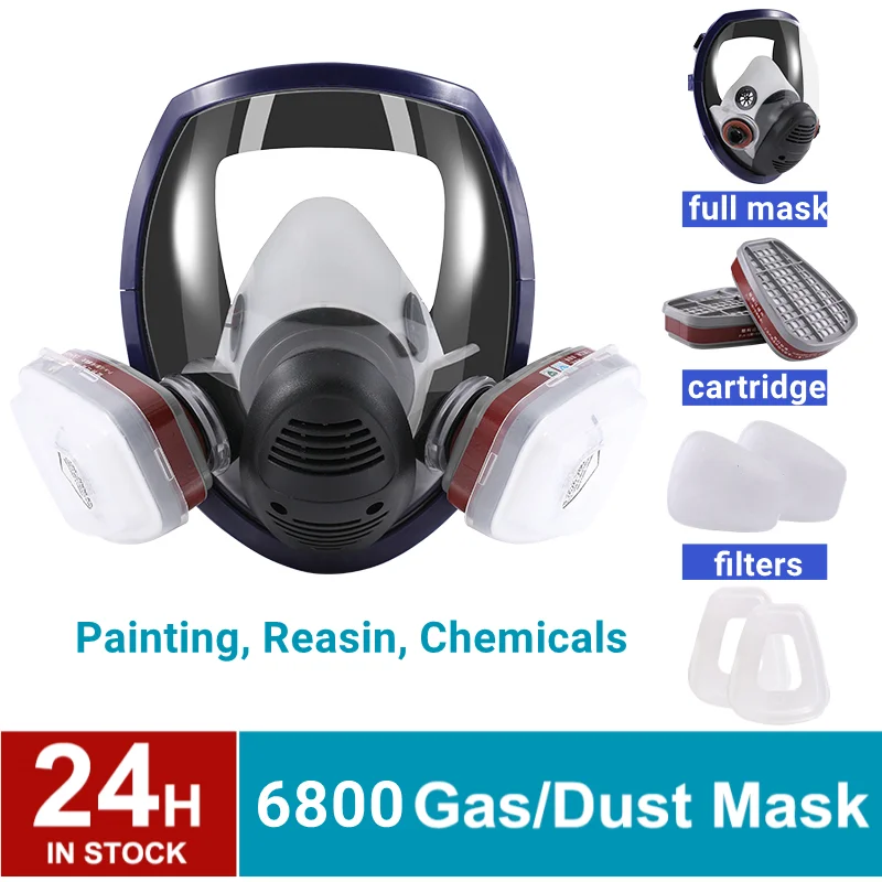 Boyama Gaz Maskesi Maskesi 6800 Karbon filtre kartuşu Büyük Görünüm Tam Koruyucu Ekran Kapşonlu Kimyasal Organik Gazlar Görüntü 0 
