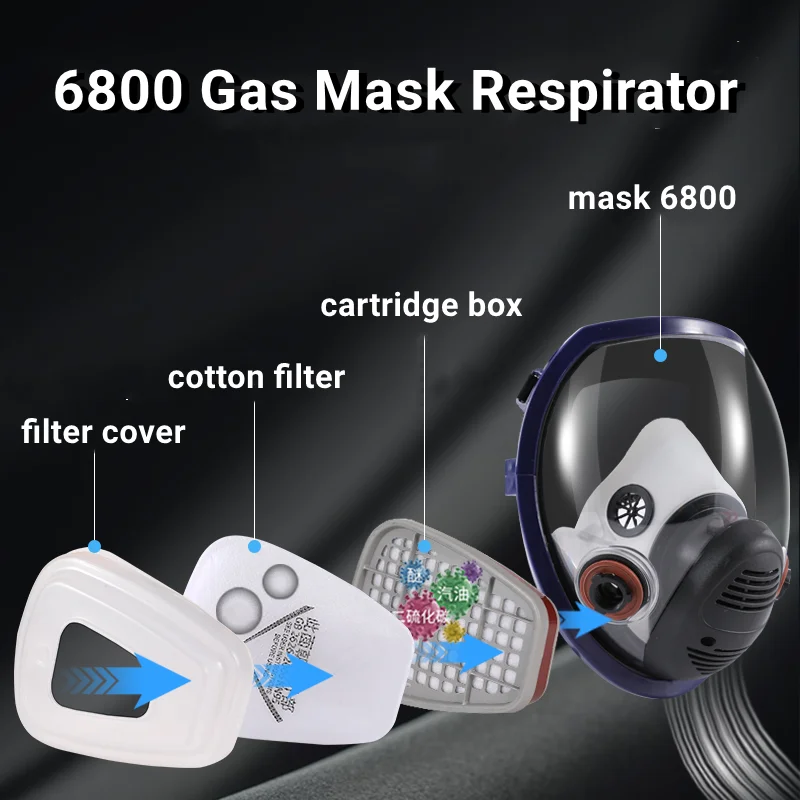 Boyama Gaz Maskesi Maskesi 6800 Karbon filtre kartuşu Büyük Görünüm Tam Koruyucu Ekran Kapşonlu Kimyasal Organik Gazlar Görüntü 4 