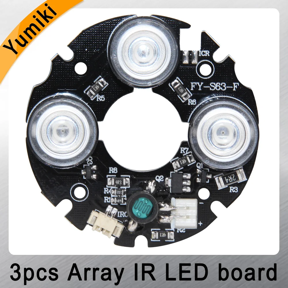 Yumiki 3 adet dizi IR led spot ışık kızılötesi 3x IR LED kurulu kapalı devre kameralar gece görüş (53mm çap)