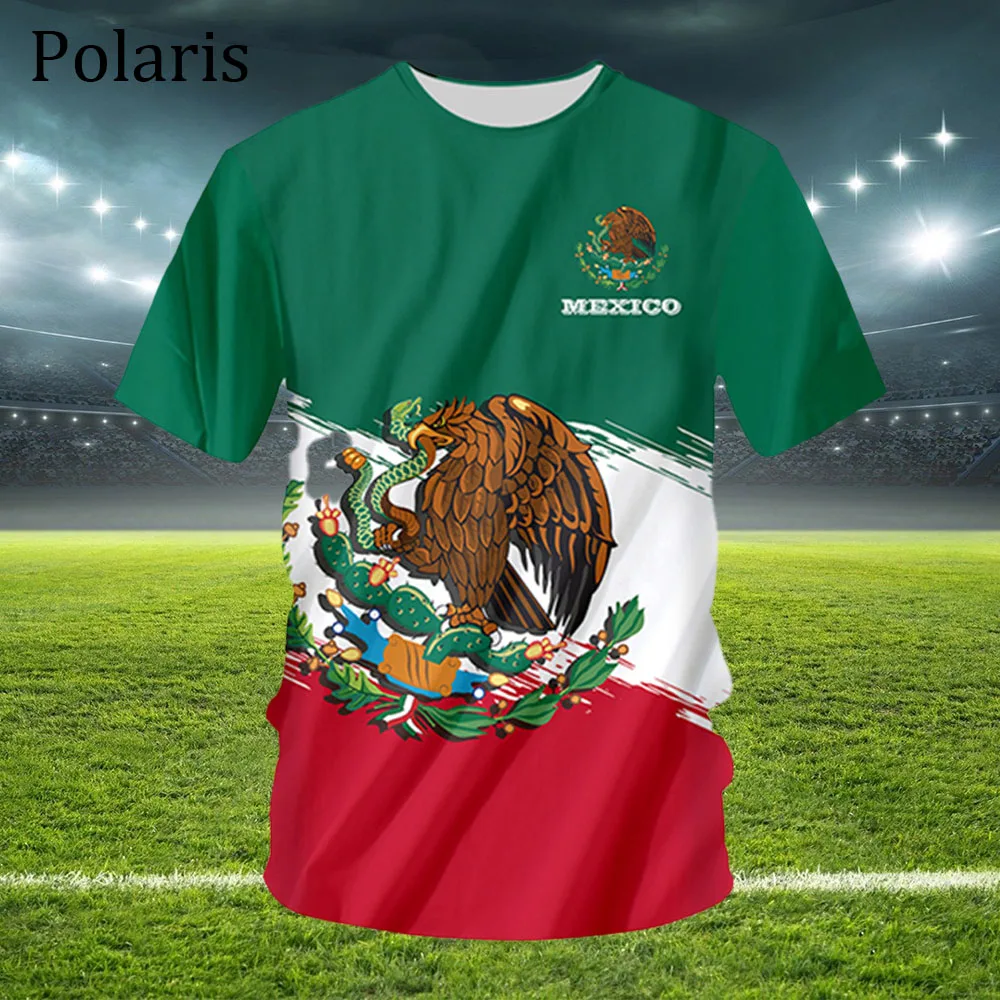 Meksika Bayrağı T Shirt Futbol Forması 2022 Ulusal Amblemi Futbol Takımı Giysileri 22/23 Kısa Kollu Tees Estados Unidos Mexicanos Görüntü 0 