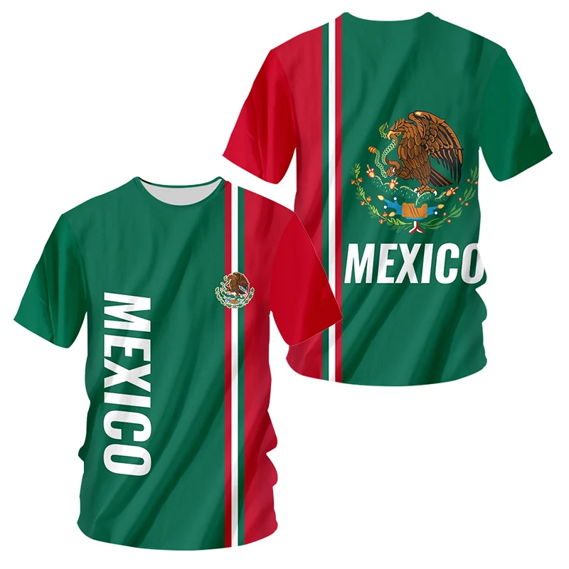 Meksika Bayrağı T Shirt Futbol Forması 2022 Ulusal Amblemi Futbol Takımı Giysileri 22/23 Kısa Kollu Tees Estados Unidos Mexicanos Görüntü 2 