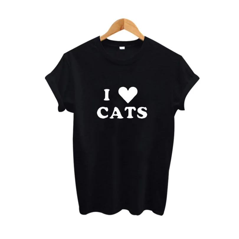 Üst kadın kıyafetleri Camisetas I Love Kediler Moda Kadın T Shirt Çift Elbise O-Boyun Kısa Kollu Tee Gömlek