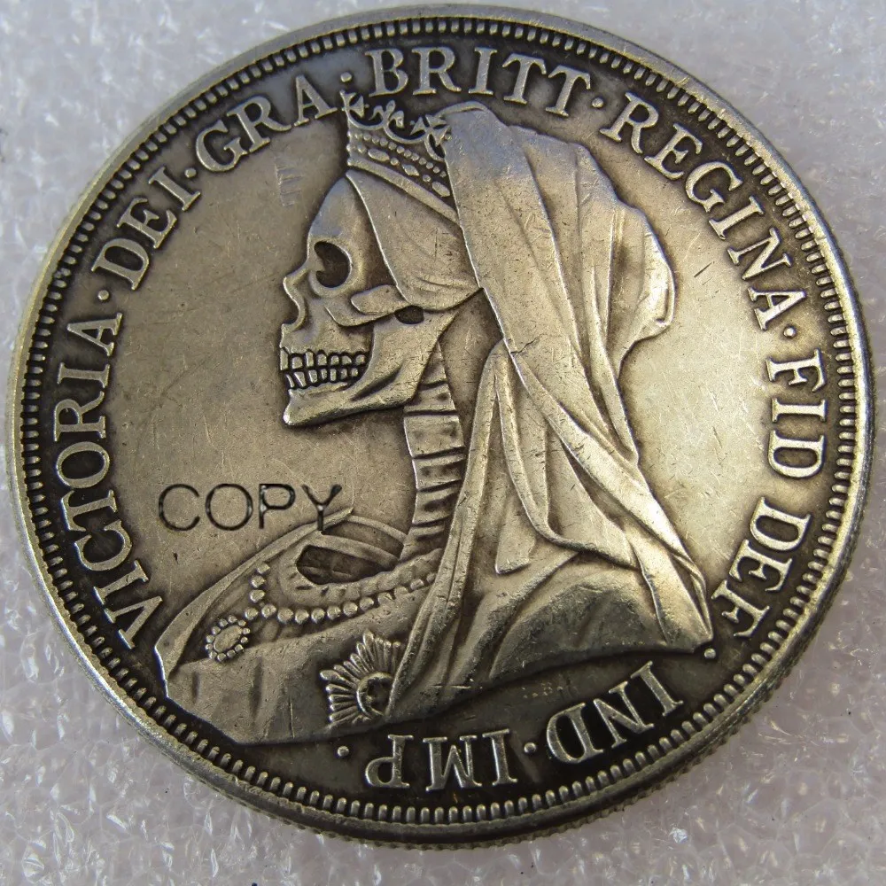 Hobo Yaratıcı 1893 Büyük Britanya Taç Kraliçe Victoria örtülü kafa Gümüş Kaplama Kopya Para