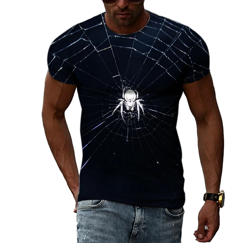 Yaz Yeni erkek Hip-Hop alternatif tişört Hayvan Örümcek Grafik 3D Baskı Kısa kollu Moda Yaratıcı Çabuk Kuruyan Üst