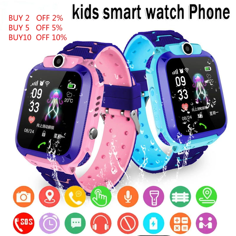 2022 akılı çocuk saati SOS Telefon İzle Smartwatch Sım Kart İle Çocuklar İçin Fotoğraf Su Geçirmez IP67 Çocuklar Hediye IOS Android İçin Görüntü 0 
