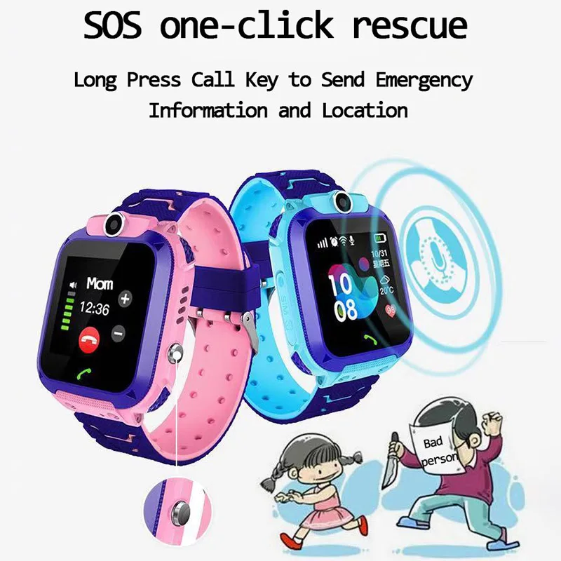 2022 akılı çocuk saati SOS Telefon İzle Smartwatch Sım Kart İle Çocuklar İçin Fotoğraf Su Geçirmez IP67 Çocuklar Hediye IOS Android İçin Görüntü 1 