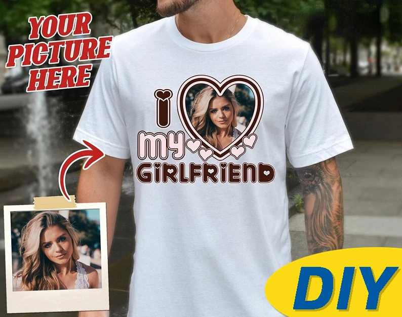 I Love My Girlfriend Gömlek I Kalp My-Girlfriend Gömlek GF T-Shirt Erkek Hediyeler sevgililer Günü Kostüm Grafik Tee Tops