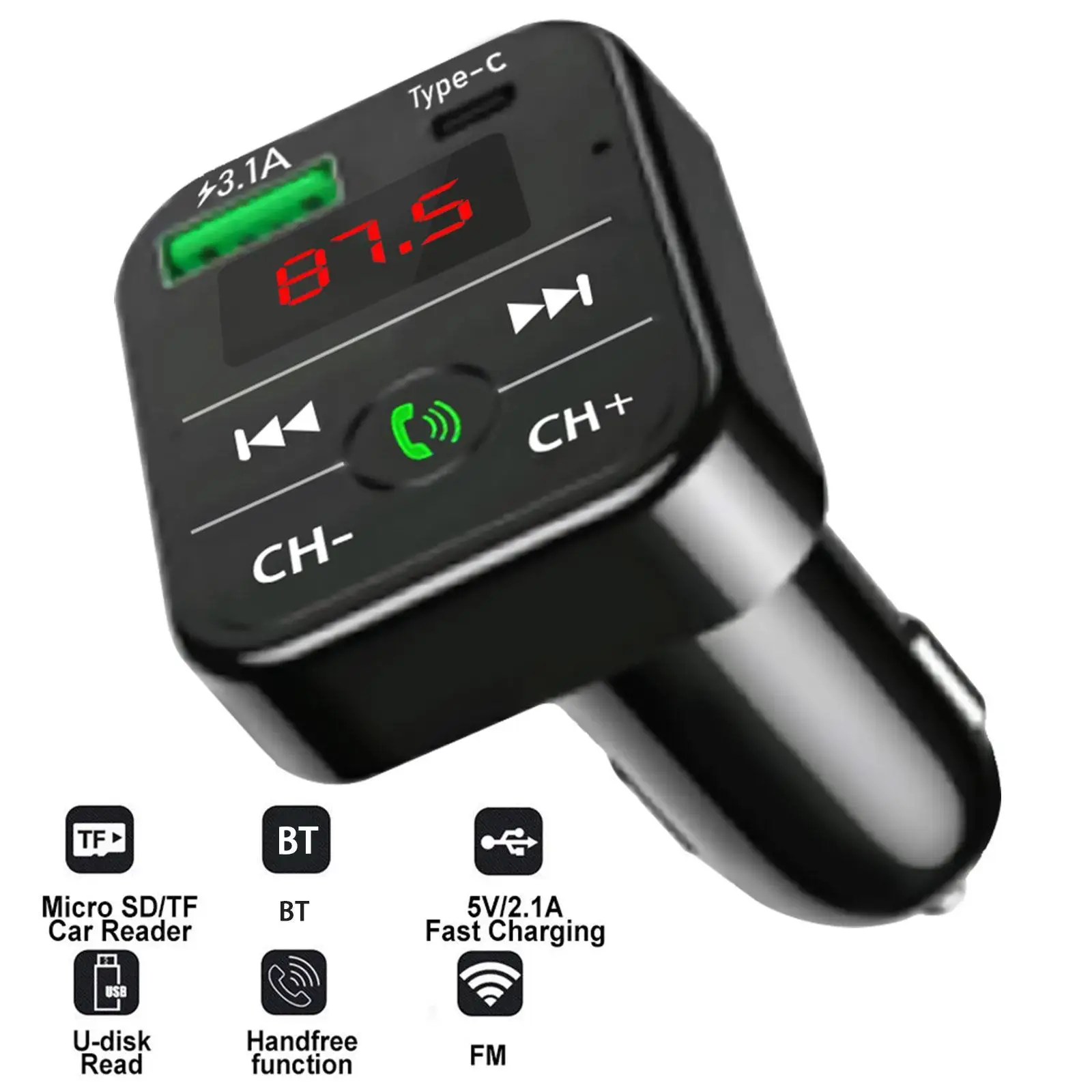 Araba Bluetooth 3.0 FM Verici Kablosuz Adaptör Mic Ses Alıcısı Otomatik MP3 Oynatıcı 2.1 A çift USB Hızlı Şarj Araba Aksesuarları