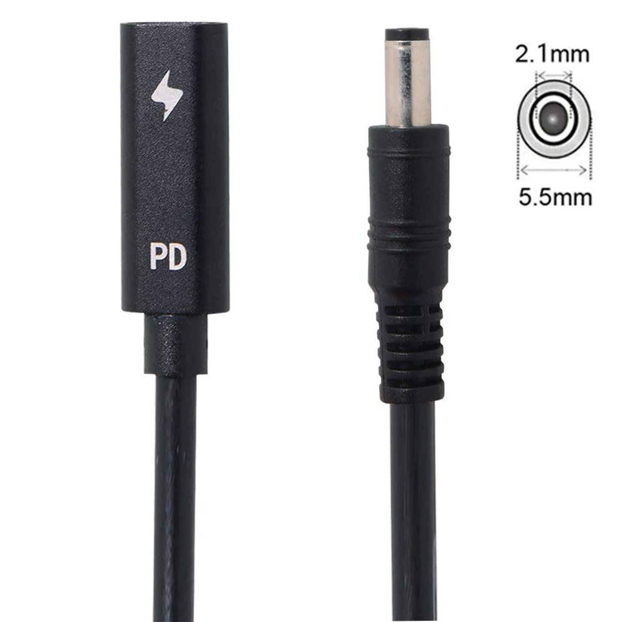 DC PD Güç USB-C Tipi C 3.1 Dişi Giriş 5.1 mm x 2.1 mm Erkek şarj adaptörü Kablosu Laptop için 18-20V 65W Görüntü 1 