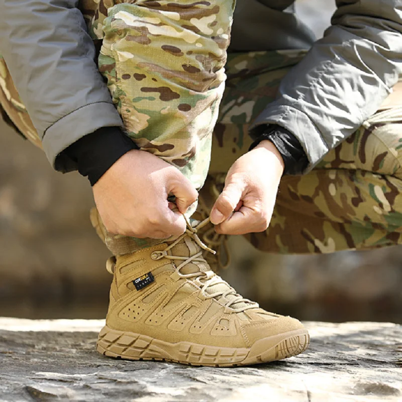 Savaş Yürüyüş Açık Çöl Düşük Taktik Botları İnek Derisi Kaymaz Şok Emici Tırmanma Sneakers Eğitim Ayakkabı