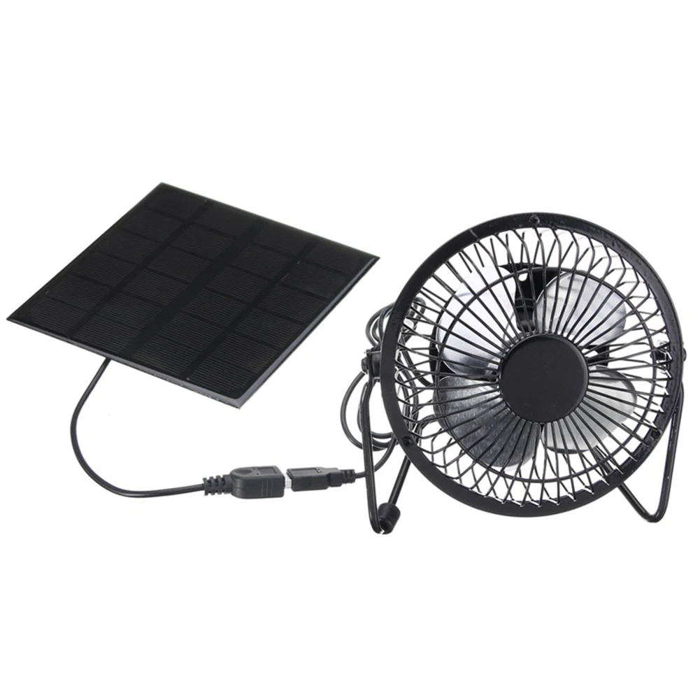 Mini güneş panelı Enerjili vantilatör fanı Taşınabilir 5W 4 inç Sera Güneş egzoz fanı Ofis için Açık Köpek Tavuk Evi