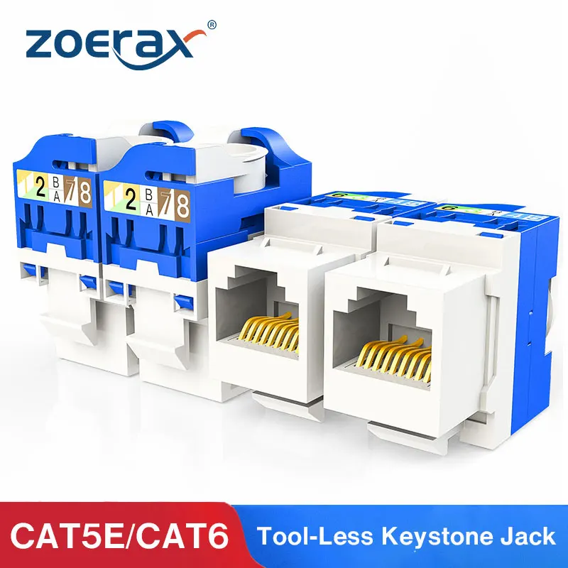 ZoeRax 5/10 ADET Cat5e Cat6 RJ45 Keystone Jack Modülü Konektörü Ağ Çoğaltıcı Ethernet duvar jakı Yok delme aleti Gerekli