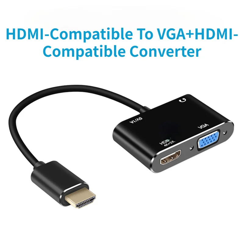 HDMI Uyumlu HDMI Uyumlu VGA Dişi Çift Ekran Dönüştürücü Adaptör TV Projektör Laptop için HDMI Uyumlu