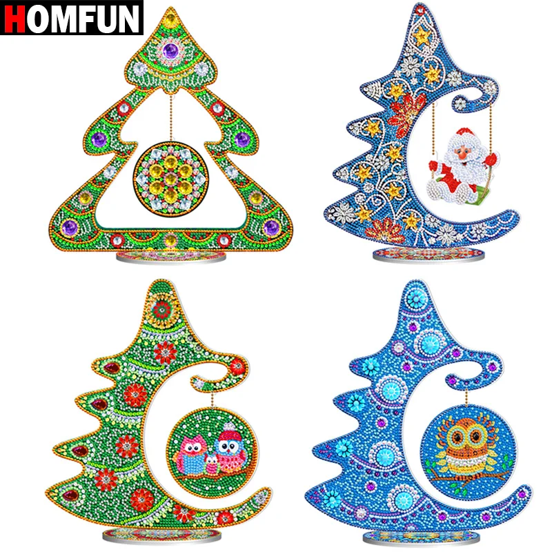 HOMFUN 5D Kristal Noel Ağacı Elmas Boyama Noel Baba Nakış Renkli Rhinestones DIY Cadılar Bayramı Ev Dekor Hediye