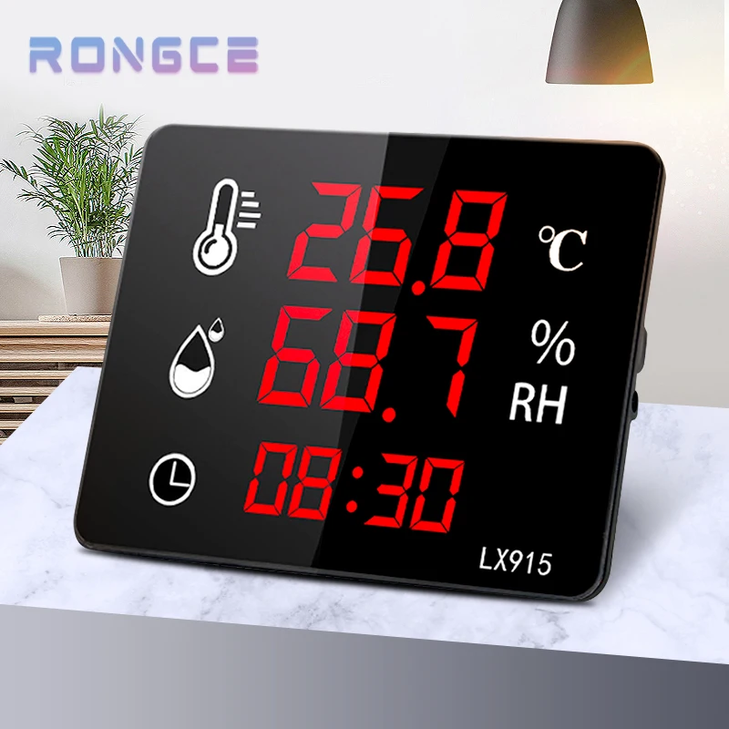LED Çok Fonksiyonlu Dijital Duvara Monte Termometre Ve Higrometre Sauna Odaları İçin Harici Prob İle Yağmur Sensörü lx915