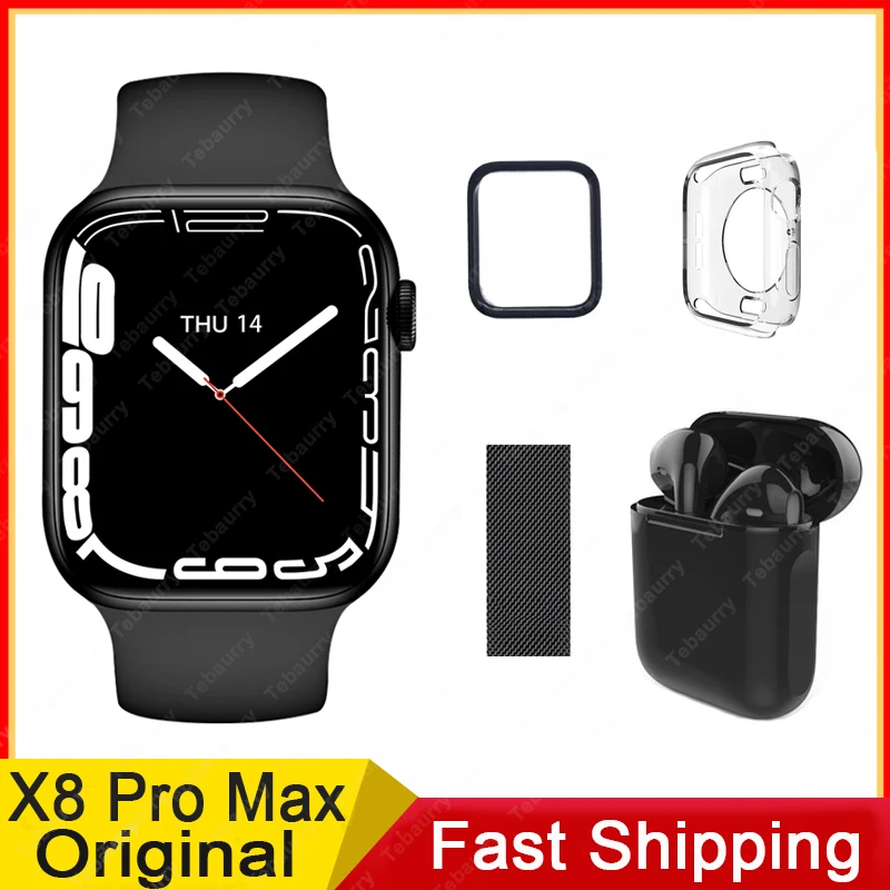 Orijinal X8 Pro Max akıllı saat Men1. 75 İnç Ekran Saat spor fitness takip chazı Smartwatch Kadınlar için PK X8 W27 T900 Pro Max